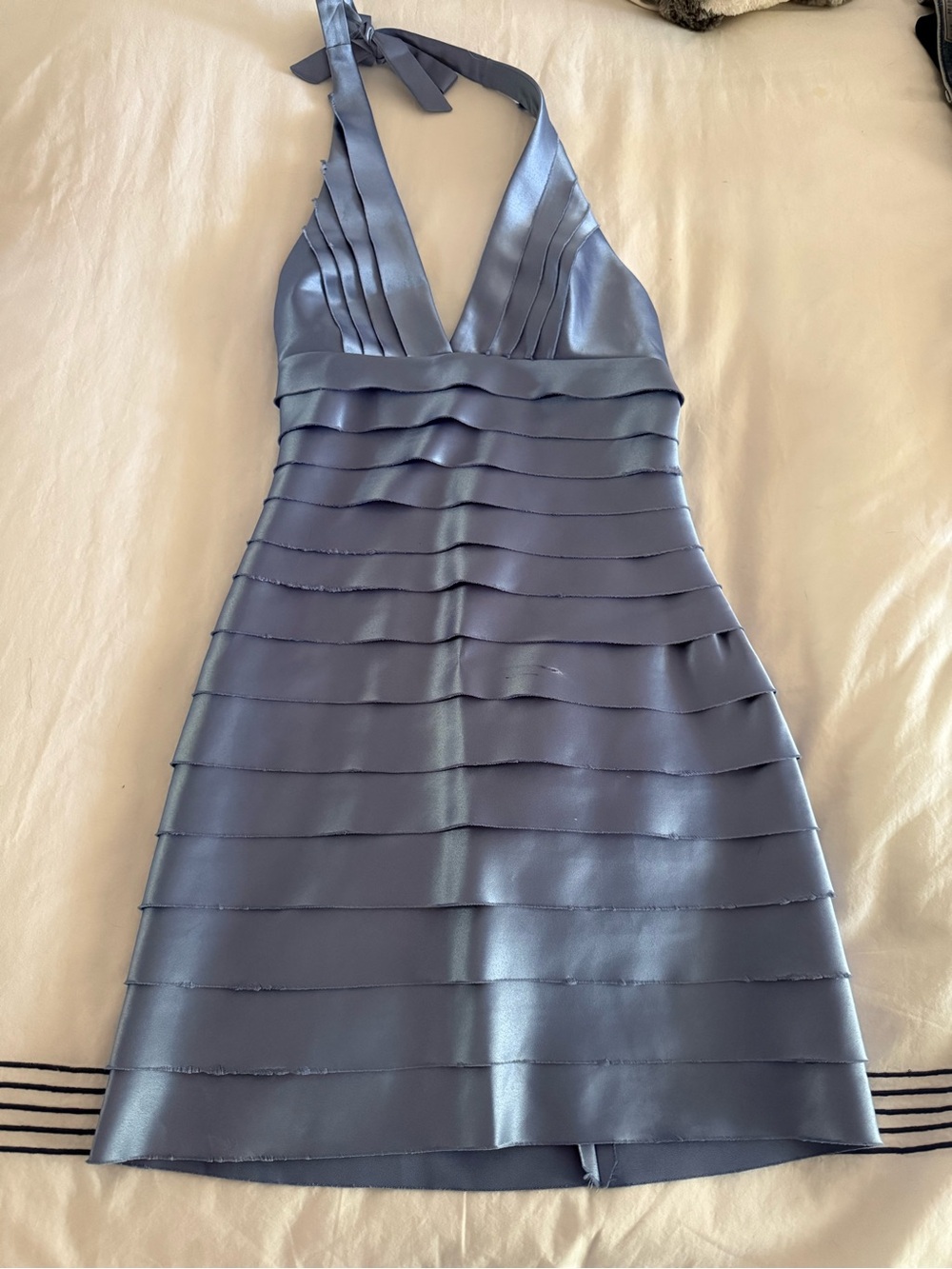 Vintage Y2K Bandage Dress by BCBG in Slate Blue Satin